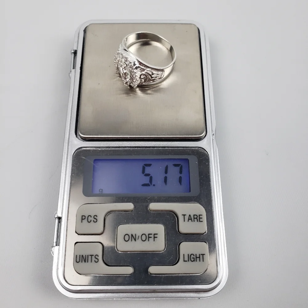 925 sterling silver men's horse with zircon ston Ring size 11.5‎ New - Picture 14 of 16